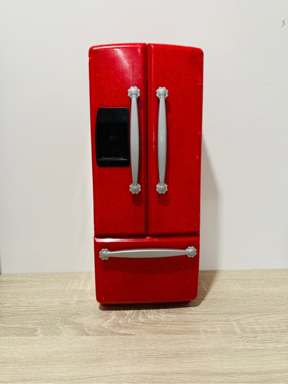 Our Generation Red Sparkle Doll Refrigerator French Door Fridge + Play Food Lot